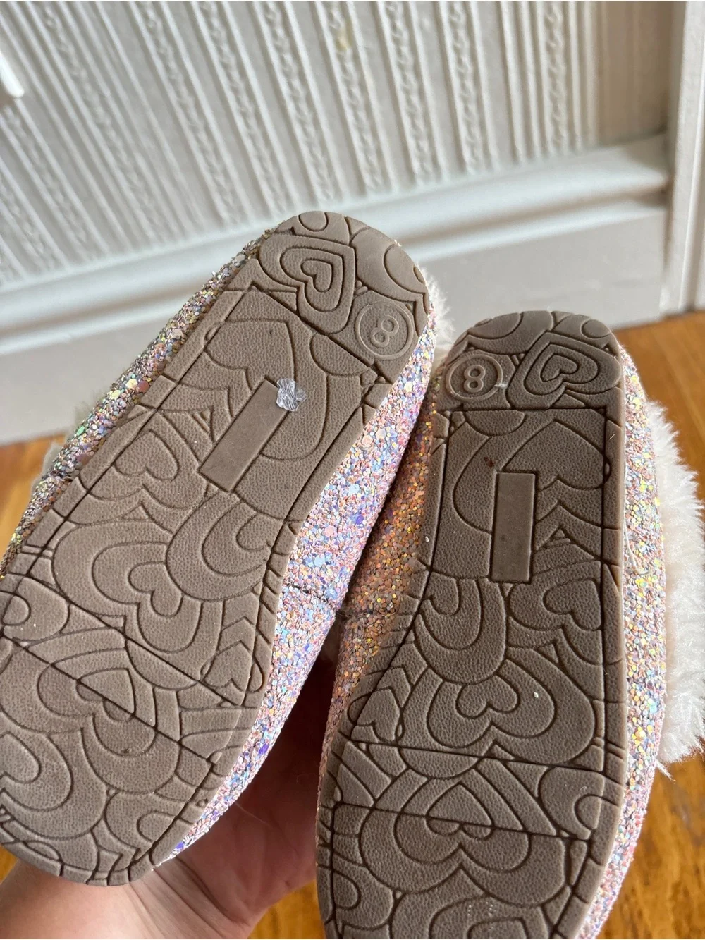 Cat & Jack Pink Glitter Faux-Fur Lined Girls' Slippers